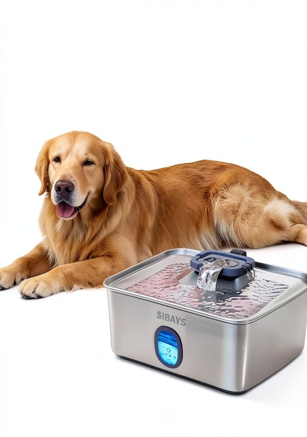 SIBAYS Stainless Steel Pet Water Fountain Large Capacity-2