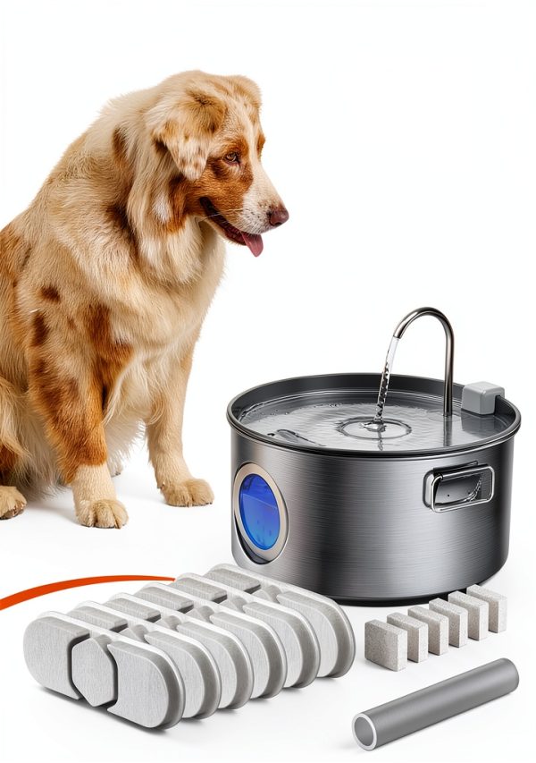 DCIOGAT Dog Fountain Stainless Steel Large Capacity Quiet-1