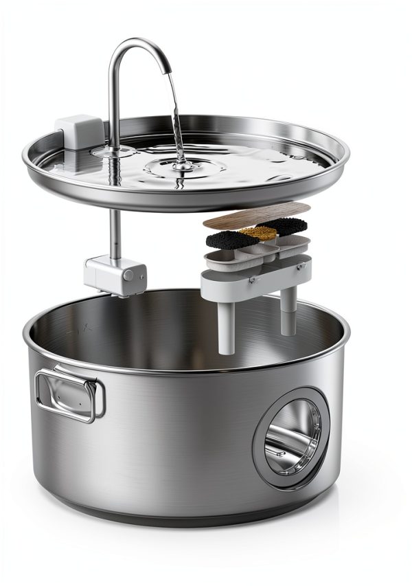 DCIOGAT Dog Fountain Stainless Steel Large Capacity Quiet-4
