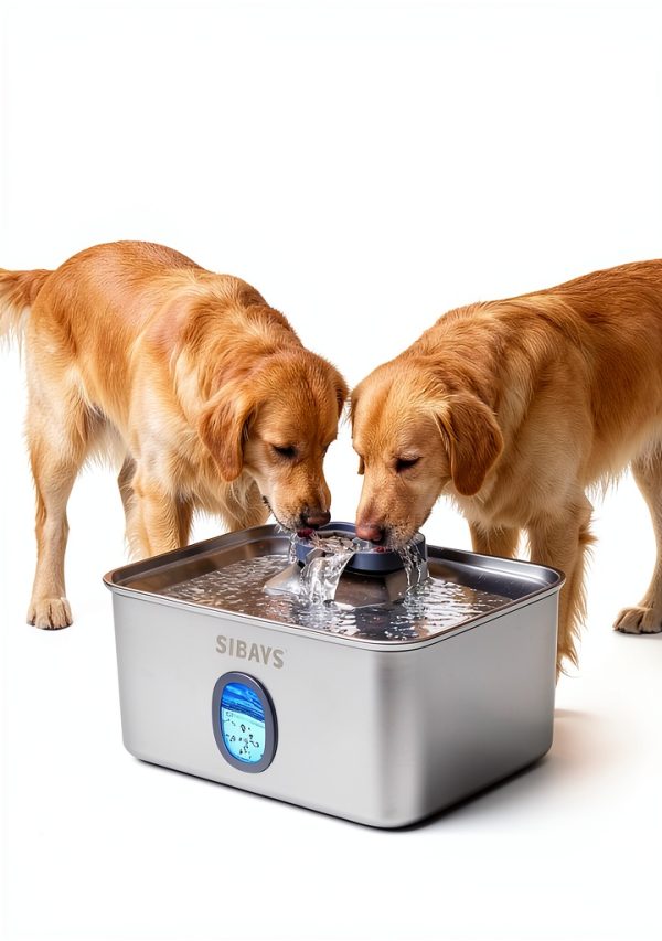 SIBAYS Stainless Steel Pet Water Fountain Large Capacity-6