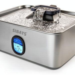 SIBAYS Stainless Steel Pet Water Fountain Large Capacity-0