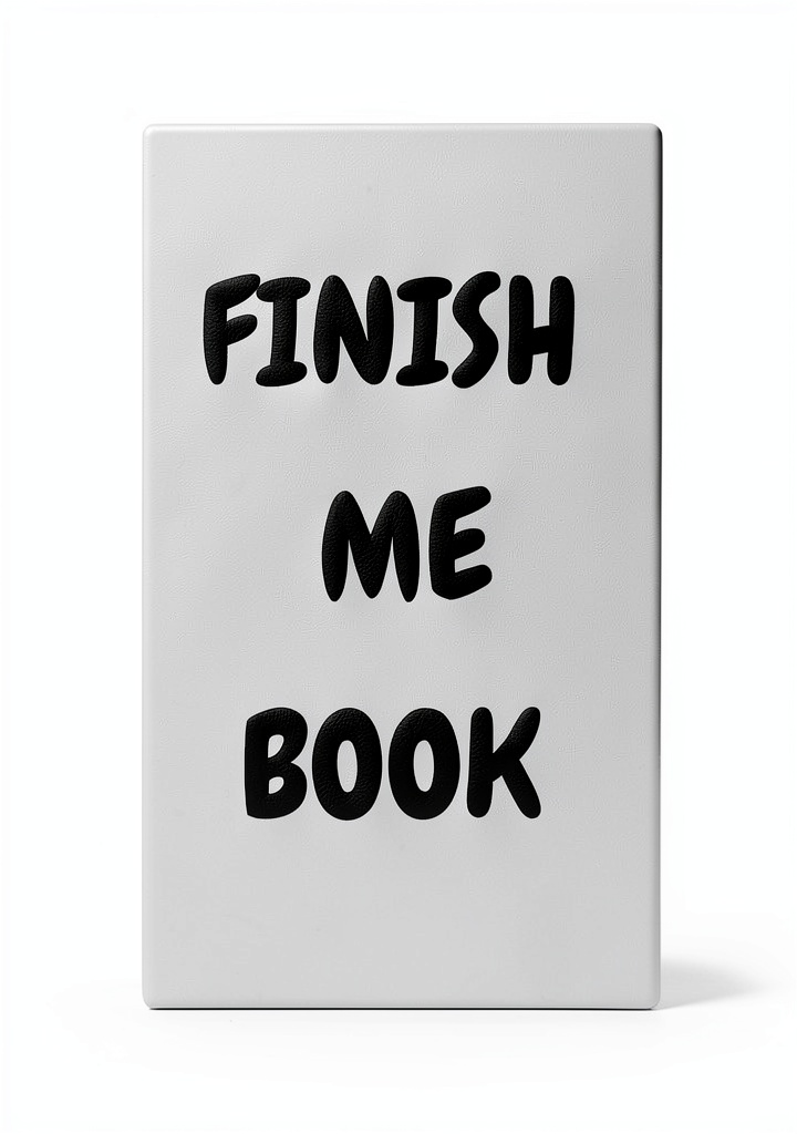 Finish Me Book open on a tablet showing interactive prompts