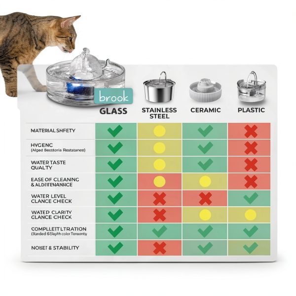BROOK All Glass Cat Fountain Adjustable Flow Pet Hydration-3